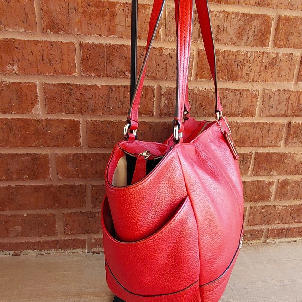 Coach Park Leather Carrie Tote Red - Picture 6 of 12